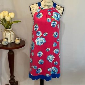 Mud‎ Pie Natalie Floral Back Bow Tie Floral Sleeveless Dress Scallop Hem Preppy